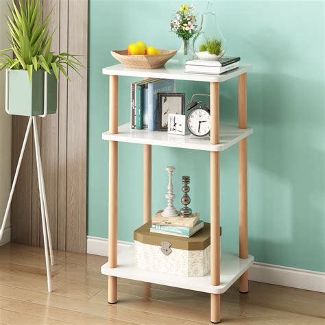 Buy Exilot 3 Tier Side Table Tall End Table With Storage Rack Wooden