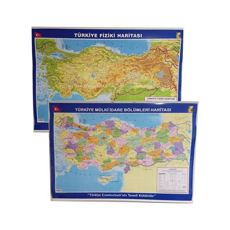 Türkiye Haritası Çift Taraflı Fiziki ve Siyasi 70X100 Fiyatı