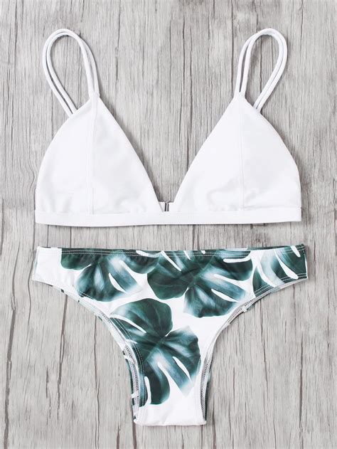 Shop Jungle Print Double Straps Bikini Set Online Shein Offers Jungle