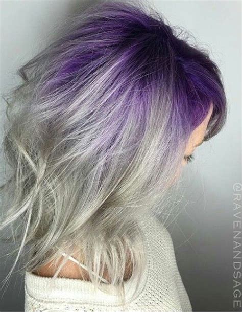 Gray Purple Ombre Dyed Hair With Images Silver Hair