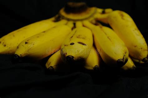 Fresh Bananas On Black Background Stock Photo Image Of Selective