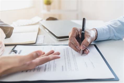 Person Signing Signature Into Employment Contract Stock Image Image