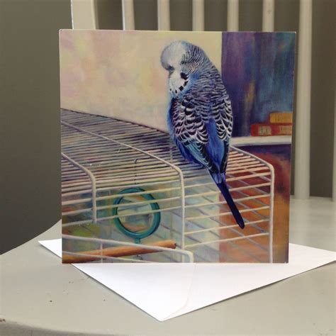 Budgie Card Blue Budgerigar Parakeet Blank Greeting Card From Etsy Uk
