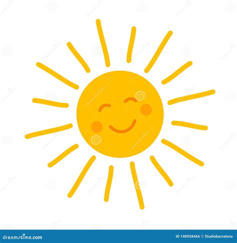 Cute Smiling Sun Icon Stock Vector Illustration Of Summer 148958466