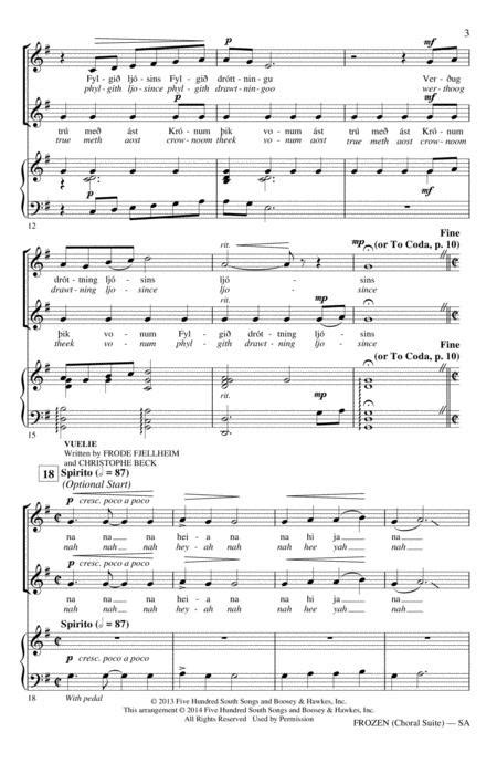 Frozen Choral Suite By Frode Fjellheim Christine Hals Digital Sheet