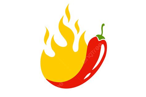 Illustration Of A Spicy Chili Pepper With Flame For Mexican Or Thai
