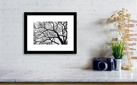 Original Abstract Black And White Landscape Trees Art