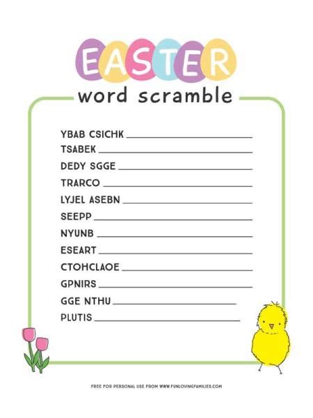 11 Festive Easter Word Scrambles