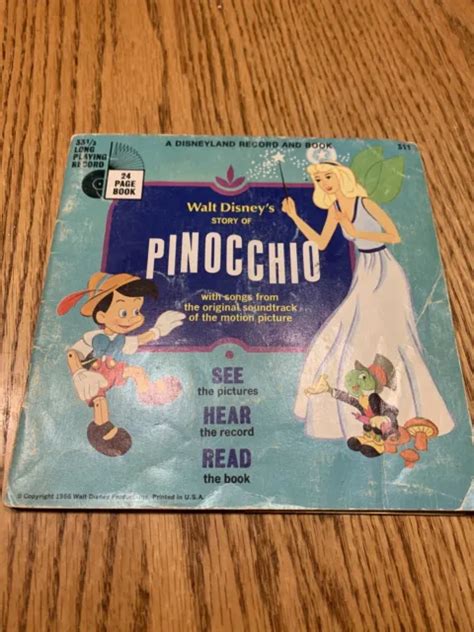 Walt Disneys Story Of Pinocchio Record And Book 7 311 Ex 1199