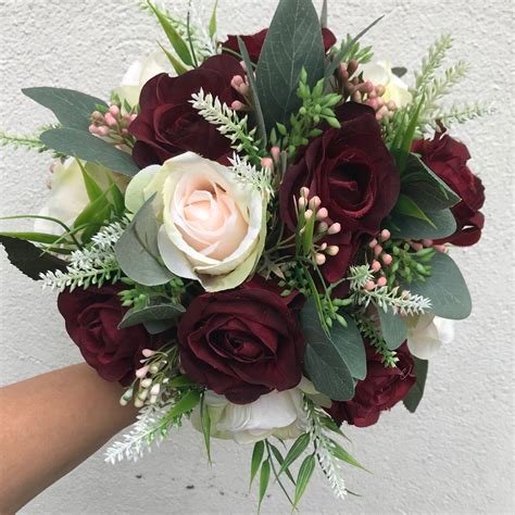 A Wedding Bouquet Of Artificial Pink And Burgundy Roses Abigailrose