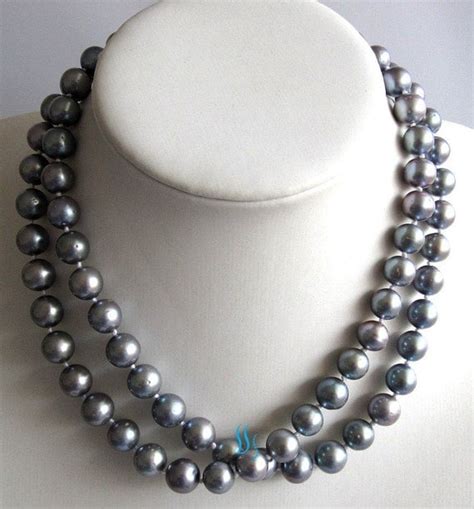 Gray Pearl Necklace 34 Inches 9 10mm Dark Gray By Pearlsstory