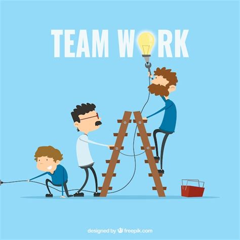 Free Vector Teamwork Concept With Flat Design