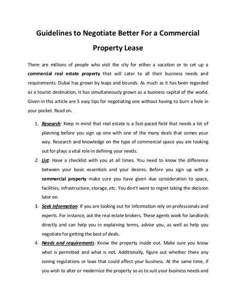 How To Negotiate A Lease On Commercial Property Property Walls