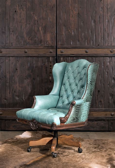 Chisum Turquoise Exécutive Desk Chair By Adobe Interiors Rustic