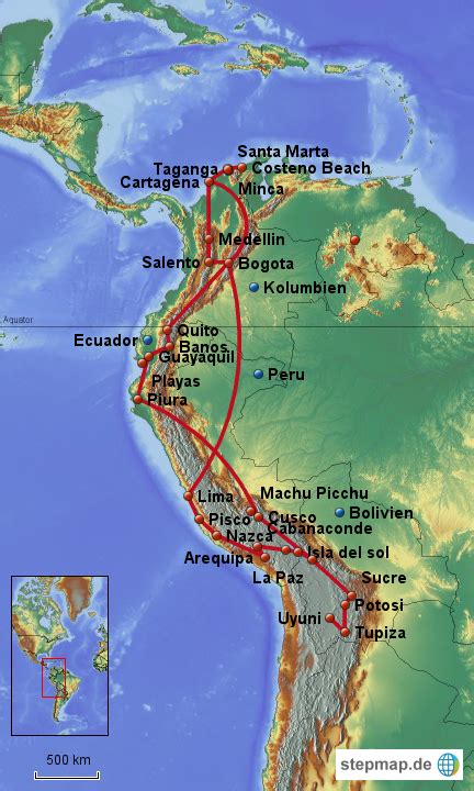 Stepmap Südamerika Reise Landkarte Für Südamerika