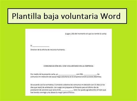 Modelo Carta Baja Voluntaria Sin Preaviso Word Modelo De Informe Hot