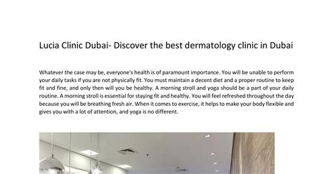 Lucia Clinic Dubai Discover The Best Dermatology Clinic In Dubaipdf