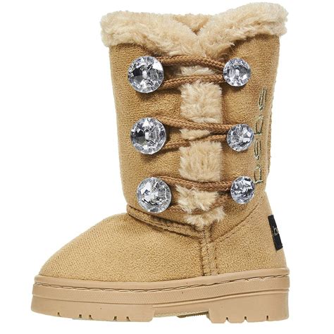 Bebe Toddler Girls Winter Boots Rhinestones Buttons Slip Onfashion