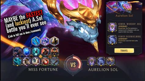Maybe The Fastest And Luckiest Aurelion Sol Boss Battle Youll Ever