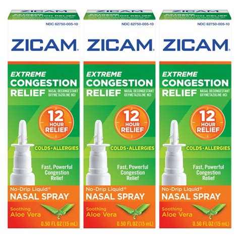 3 Pack Zicam Extreme Congestion Relief Liquid Nasal Spray 050oz Each
