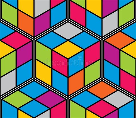 Seamless Abstract Cube Geometric Vector Stock Illustrations 18685