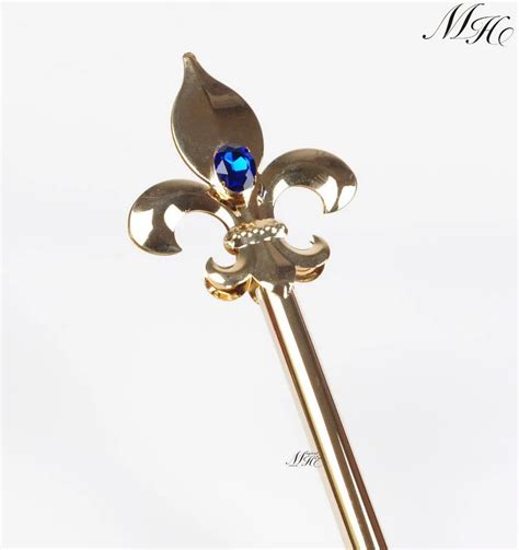 Noble Imperial Medieval Scepters Wand Blue Crystal Gold Royal Sceptre