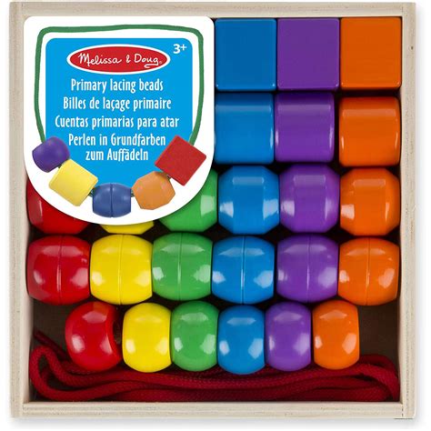 Melissa And Doug 544 Primary Lacing Beads Educational Toy 30 Wooden Beads