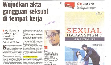 Wujudkan Akta Gangguan Seksual Di Tempat Kerja 24 November 2016