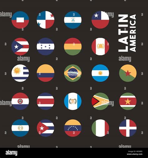 Banderas De Países De América Latina En Los Botones Ilustración