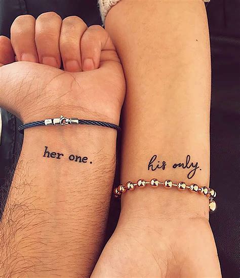 Her One His Only Couple Tattoo Meaningful Matching Tattoo For Couple Temporary Tattoo For Couple