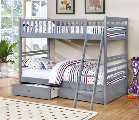 Grey Twin Over Twin Bunk Bed Fraser Ii Grey Twin Over Twin Bunk Bed With Storage Drawers And