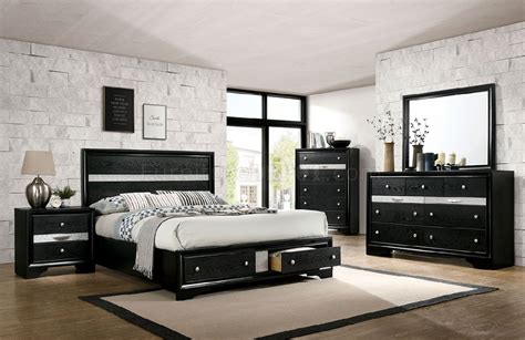 Chrissy 5pc Bedroom Set Cm7552bk In Black Woptions