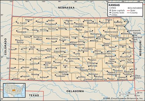 Labeled Map Of Kansas With Capital Cities