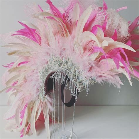 Showgirl Flamingo Pink Feather Mohawk Statement Headpiece Etsy