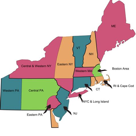 Printable Map Of The Northeast Region