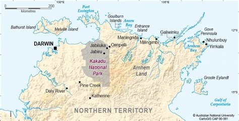 Kakadu National Park Location Cartogis Services Maps Online Anu