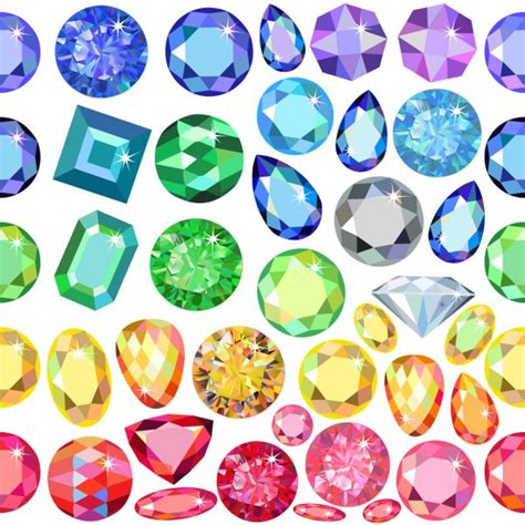 Seamless Scattered Borders Of Gems Stock Vector Image By ©arlatis 84274248
