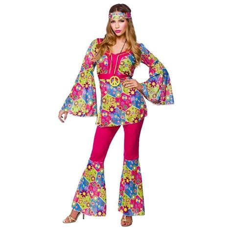 Adult 60s 70s Groovy Lady Hippy Flower Power Womens Ladies Fancy Dress Costume Ebay