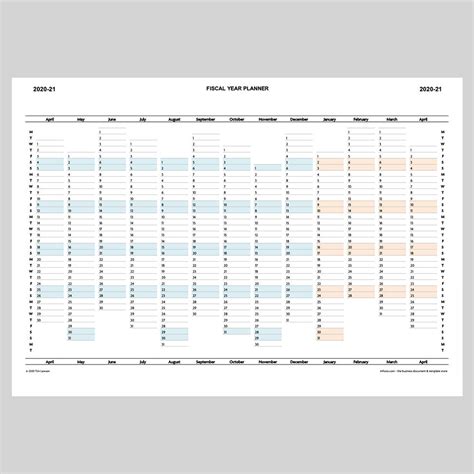 2020 21 Fiscal Year Planner Download Calendar Printable April April