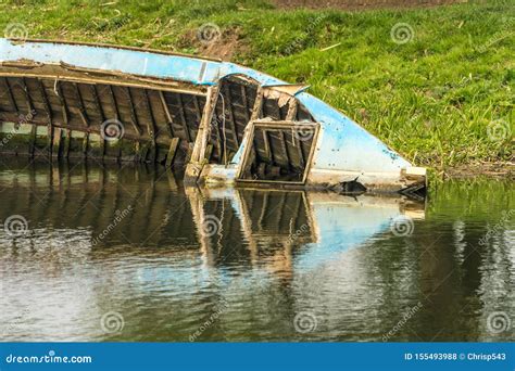Close Up Of Half Submerged Boat Wreck Stock Photo Image Of Discarded