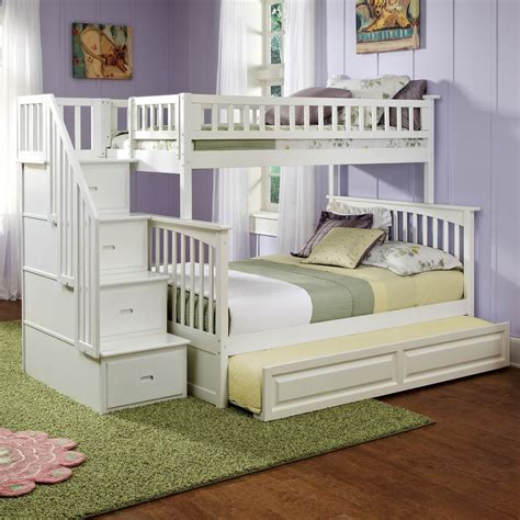 Atlantic Furniture Columbia White Twin Over Full Bunk Bed At