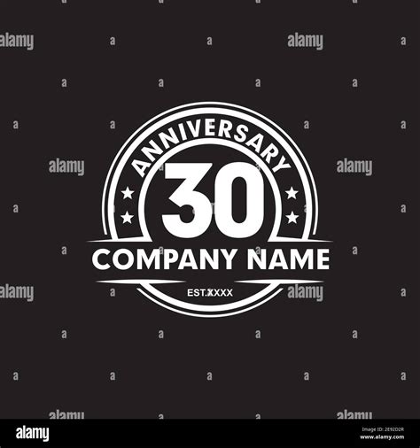 30th Year Anniversary Emblem Logo Icon Design Vector Template Stock