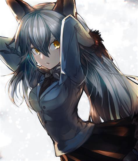 Black white and a bit of green and grey and silver anime girl. Silver Fox (Kemono Friends) Image #2080565 - Zerochan Anime Image Board