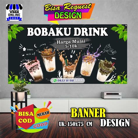 Jual Spanduk Banner Minuman Boba Minuman Viral Bubble Tea Indonesia