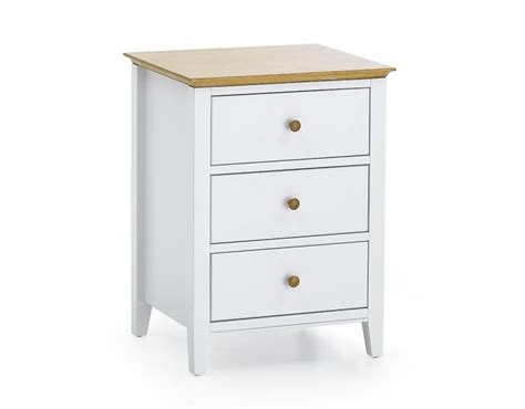 Serene Grace 3 Drawer Wooden White Bedside Cabinet By Serene Furnishings