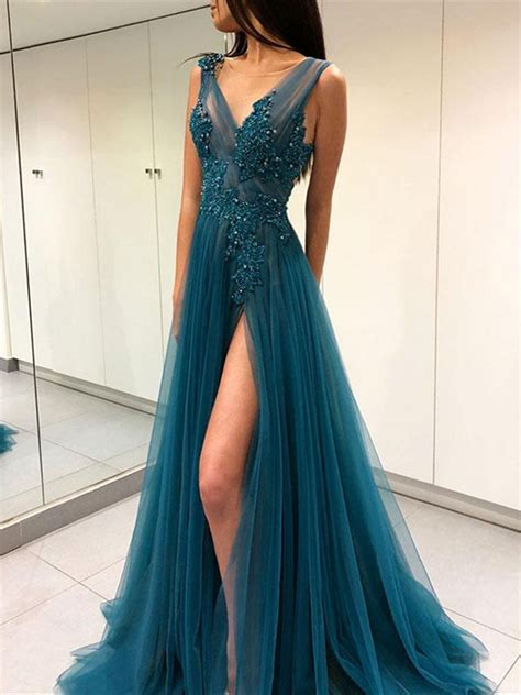 A Line Round Neck Open Back Lace Prom Dresses Backless Lace Formal Dr