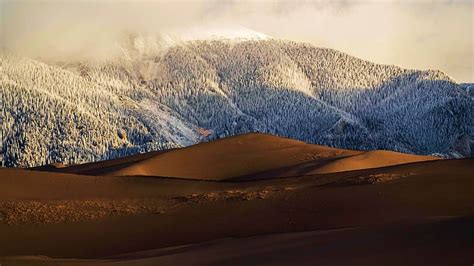 Colorados Great Sand Dunes On A Chilly Winter Morning Sky Hills