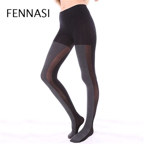Fennasi Patchwork Sexy Women Pantyhose Sticky Woman Nylons Lady Sexy Tights Vertical Striped