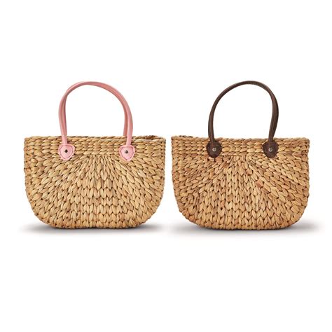 Basket Tote Bag Asst 2 Color Handles