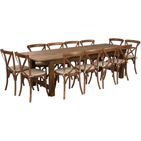 9x40 Farm Table12 Chair Set Xa Farm 16 Gg Rustic Farm Table Wood